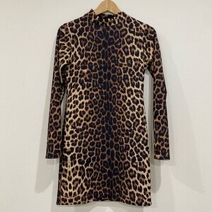 Long sleeve cheetah print dress